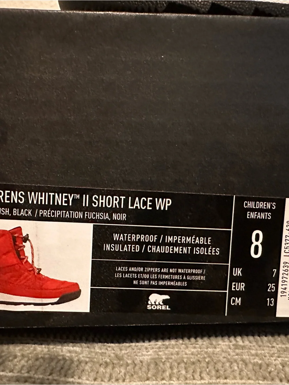 Sorel Kids' Red Quilted Winter Boots with Black Trim